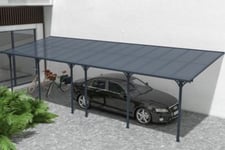 Pergola/Carport adossé 27m² KLEO 9x3m aluminium gris