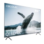 Cecotec Téléviseur QLED 85" Smart TV Série V3+ VQU30085+S. 4K UHD, Android TV 11, sans Bord, Assistant Vocal Google et Chromecast, Dolby Vision & Atmos, HDR10, HBBTV