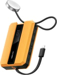 Pd 30w Batterie Externe Charge Rapide 10000mah,Compacte Power Bank Avec Câble Intégrée Pour Iphone & Mini Chargeur Portable De Montre,Universel Compatible Avec Iphone/Iwatch/Macbook,Jaune(Q468)