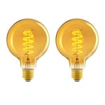 Amazon Basics E27 Vintage LED Bulb, Antique Style Retro Amber Glass, G93, 4W (equivalent to 25 W), Pack of 2, 1800K Ultra Warm Light For Decoration