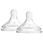 Dr Brown Options+ Level 3 Narrow Neck Teat 2 Pack, 6 Months+ Transparent - DB332