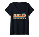 Womens MARCUS Name Personalized Funny Retro Vintage Birthday V-Neck T-Shirt