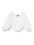 Pinko Women's Eragon Muslin Blouse Embroidered Sangallo Placed, Z05_White-snowwhite, 12 (M)