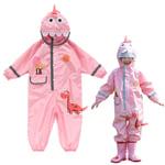 Basinnes Raincoat, Children's Raincoat, Hooded Boy's Rain Coat Jacket Reusable Waterproof Emergency Raincoat with Sleeves,Pink,S