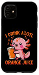 Coque pour iPhone 11 Je bois du jus d'orange A'lotl Funny Axolotl Kawaii