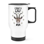 Crazy Goat Man Stars Travel Mug Cup With Handle - Funny Animal Thermal Flask