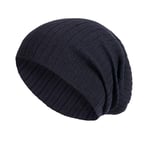 SERIMANEA Bonnet Léger pour Hommes et Femmes - 100% Laine Mérinos - Bonnet en Laine Style Slouch - Bonnet Laine - Bonnet Bleu Homme - Bonnet Bleu Femme -Bonnet Homme Bleu Marine