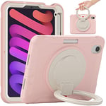 Visaccy Coque pour iPad Mini 6 2021 8,3", Fine en Silicone TPU résistant aux Chocs avec Supports rotatifs, Porte-Crayon, Rose