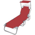 Transat chaise longue bain de soleil tissu rouge Helloshop26