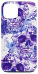 Coque pour iPhone 13 Aquarelle violette ethnique horreur bleu feu flamme crâne