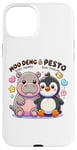 Coque pour iPhone 15 Plus Moo Deng Et Le Bébé Hippopotame Au Pesto Bébé Pingouin