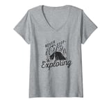 Womens Never Stop Exploring outdoor adventure camping vintage V-Neck T-Shirt