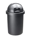 Rotho Roll Bob Poubelle Ronde 30L avec Couvercle, Plastique (PP) sans BPA, Noir, 30L (35,5 X 35,5 X 59,5 cm)