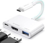 Adaptateur USB C vers HDMI, hub AV multiport numérique avec 4 K @ 60 Hz, USB-A 3.0, 100 W PD, compatible avec iPhone 16 Pro/16 Pro Max/16/15 Pro Max, Samsung S24/23, MacBook, iPad, Dell,.[S341]