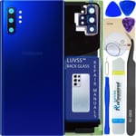 Cache Batterie Pour Samsung Galaxy Note 10+ Plus Bleu Coque Vitre Arrière Avec Lentille De Caméra, Adhésifs, Kit Outils, Guide De Réparation Sm-N975 N976f