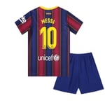 Barcelona Messi 10 Hem fotbollströja Nya säsongens senaste barntröja set Strumpor Fotboll Kids 20(110-120cm)