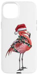 iPhone 15 Plus Cute Pink Flamingo Christmas Hat Xmas Case