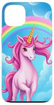 iPhone 13 Colorful Unicorn in Clouds with Bright Rainbow Case