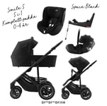 BritaxSmile 5Z Travelsystem Full pakke - 5 i 1 - Vogn+Liggedel+BabySafe Pro+Dualfix 5z+base - Space black