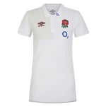 Umbro Womens England Rugby CVC Polo Shirt 2023 2024 White/Foggy Dew XS