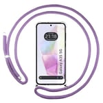 Tumundosmartphone Étui pendentif transparent pour Samsung Galaxy A35 5G avec cordon violet