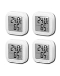 Thermometre Interieur Maison, 4 Pièces Mini Lcd Thermomètre Hygromètre Numérique, Thermomètre Chambre Bébé, Thermomètre D'Ambiance Moniteur De Température Et Humidimètre (Blanc)