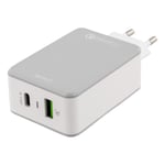 DELTACO Deltaco Usb-väggladdare, Usb-a 18 W, Usb-c 15 Max 33 Vit