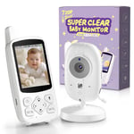 VSIFEHSO Babyphone Caméra 720P HD Babyphone Video à 2.8" Écran 2000mAh Caméra Bébé avec Vision Nocturne VOX 4X Zoom 8 Berceuses Réveil et Capteur de Température Pas de WiFi et APP