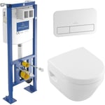 Villeroy&boch - Pack wc suspendu sans bride villeroy et boch Architectura 35 x 48 + abattant + plaque blanche + bâti