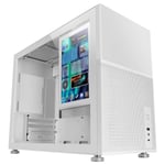 Mars Gaming MC-LCD, Boîtier PC Micro-ATX Gaming, Ecran LCD IPS 8", Grille Latérale, Supérieure et Frontale, Verre Trempé, Blanc