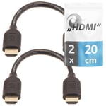 Cable HDMI Court, 20Cm - 2-Pack - 4K, ARC, Ultra HD, Ethernet, High Speed - Noir