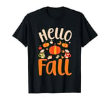 Hello Fall Autumn Colors Leaves Pumpkins Fall Vibes Season T-Shirt