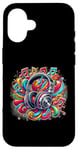 Coque pour iPhone 16 Casque hip-hop urbain rétro vintage dj fantaisie graffiti