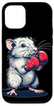 iPhone 13 Nice white Rat Costume with red boxing Gloves Case