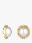 Jon Richard Large Pearl Bouton Clip-On Earrings, Gold