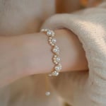 Round Pearls Pearl Chain Bracelet Cute Cat Claw White Pearl Bracelet  Women