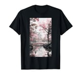 Cherry-themed Japanese Garden Scene Sakura Pagoda T-Shirt