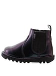 Kickers Kick Chelsea Galactic Purple Holographic Patent Leather Boot - Purple, Purple, Size 7 Younger