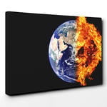 Big Box Art End of The Earth from Space Canvas Wall Art Print Ready to Hang Picture, 30 x 20 Inch (76 x 50 cm), Multi-Coloured