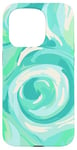 iPhone 15 Pro Swirl Green Color Illustration Pattern Abstract Art Case