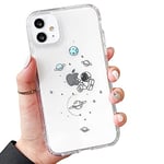 ZTOFERA Etui Coque pour iPhone 11 Transparente [Anti-Jaunissement][Antichoc Protection] Silicone Souple Slim Cover avec Mignon Motif Planète Étoile Astronaute, Astronaut Hug