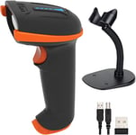 Tera 1D 2D QR Wireless Barcode Scanner 2.4GHz wireless & USB 2.0 Wired 1D 2D QR Bar Code Scanner Cordless CMOS Image Barcode Reader for Mobile Payment Computer Screen Reader with Stand, D5100-Z