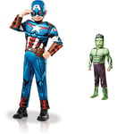 Rubie's 640833M Official Marvel Avengers Captain America Deluxe Child Costume, Boys, Medium Age 5-6, Height 116 cm & Official Marvel Avengers Hulk Deluxe Child Costume - Medium Age 5-6, Height 116 cm