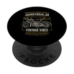 Johns Creek GA USA Style rétro vieilli Style moto PopSockets PopGrip Interchangeable