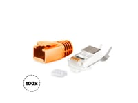 Shiverpeaks ®-Basic-S--Network Modular Plug Rj45 Set För Installationskablar Upp Till Awg 23, Plug Med Dragavlastning, Införingshjälp Och Genomföring, Orange Pu 100 (Bs72067-100O)