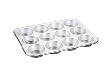 Nordic Ware Naturals 12 Cavity Muffin Pan, Cupcake Tray with Superior Heat Conductivity, Premium Bakeware for Evenly Browned Treats, Made in the USA, Silver