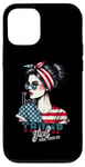 Coque pour iPhone 12/12 Pro Trump Girl Messy Bun Trump 2024 Élection Drapeau américain