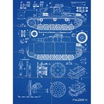 Artery8 Panzer III 3 German Medium Tank Blueprint Plan XL Giant Panel Poster (8 Sections)