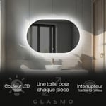 Miroir Salle de Bain LED 120x60 cm Ariana - Horizontal Ovale Miroir Mural Avec Éclairage Intégré Miroir Lumineux - Blanc Froid 7000 K avec