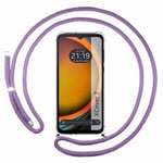 Tumundosmartphone Étui pendentif transparent pour Samsung Galaxy Xcover 7 5G avec cordon violet